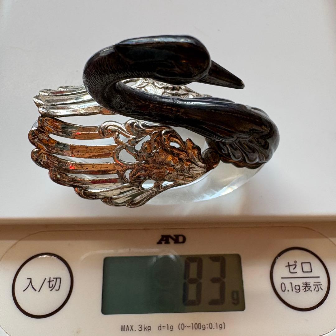 銀製 シルバー 白鳥 ガラス　SILVER 置物　小物入れ