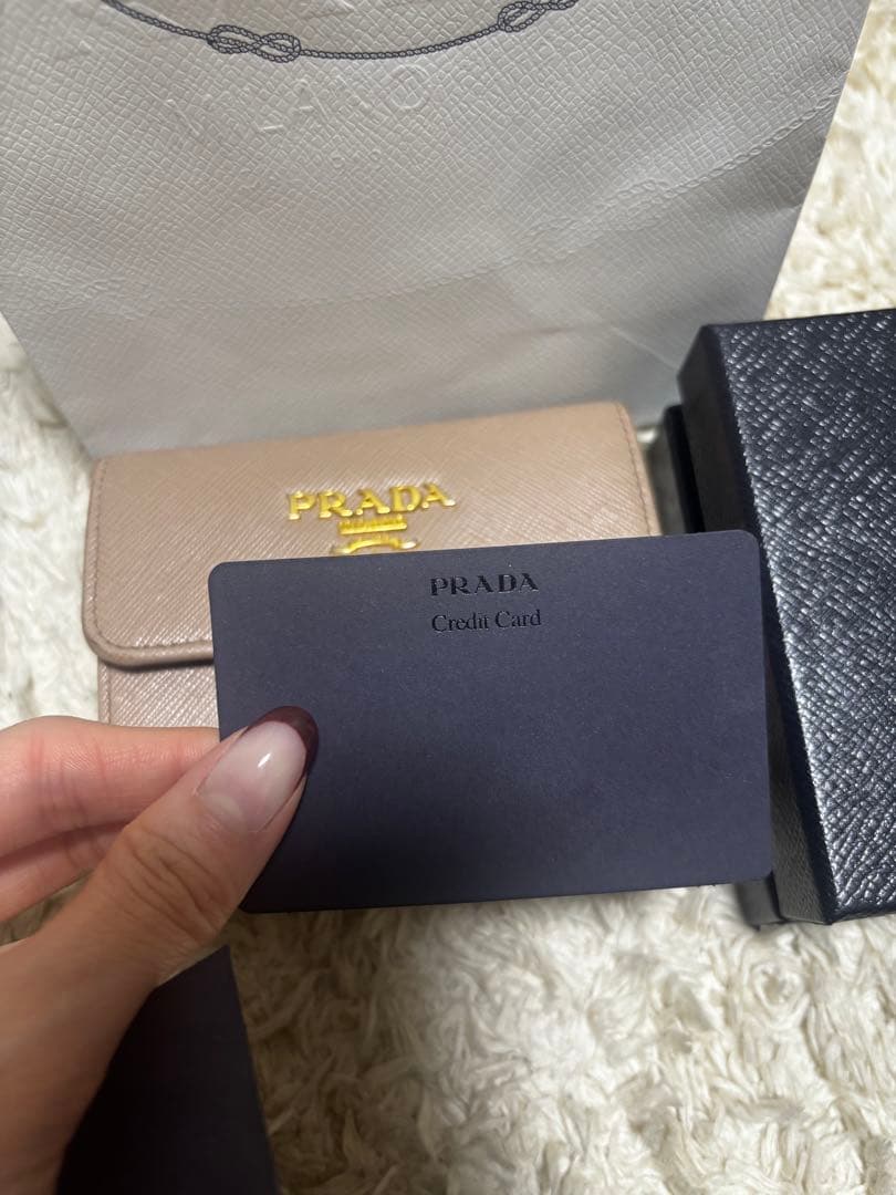 PRADA サフィアーノレザー 三つ折り財布 ベージュ