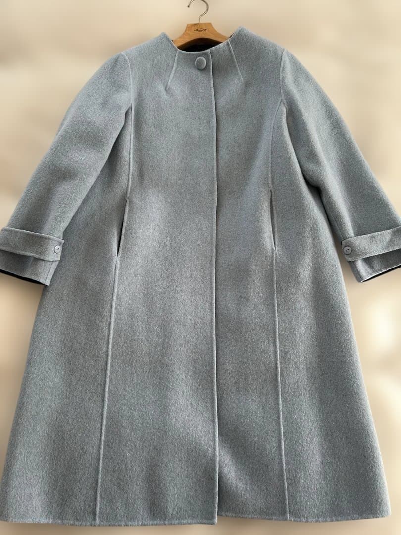 美品✨東京ソワ－ル ダブルフェイス　ノ－カラ－リバ－コ－ト　リバ－シブル　 Ｌ