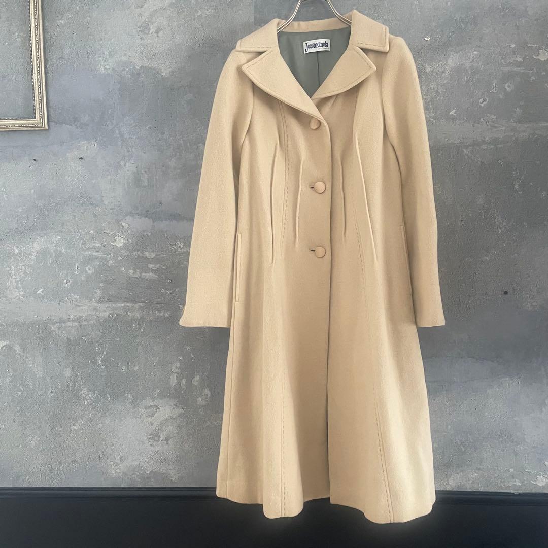 ホコモモラ　シビラ　ロングコート　アンゴラ混　ハンドステッチ　ミルクティ　40