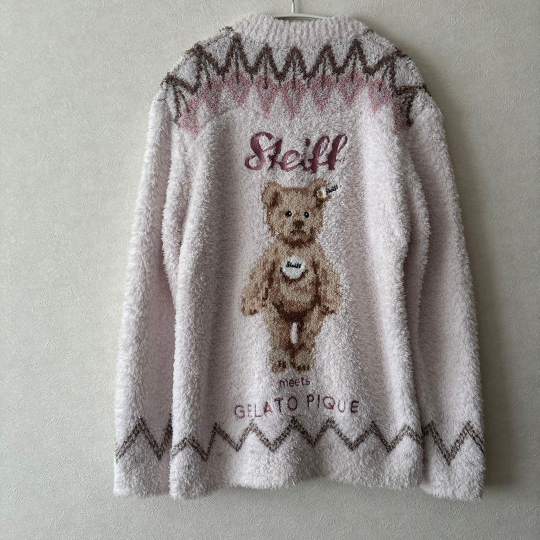 ジェラートピケ　Steiff シュタイフ　コラボ　カーディガン　ピンク　ベア