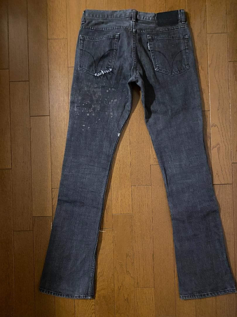【レア・希少】ヒステリックス　ダメージ加工 ブーツカットデニム　グレー