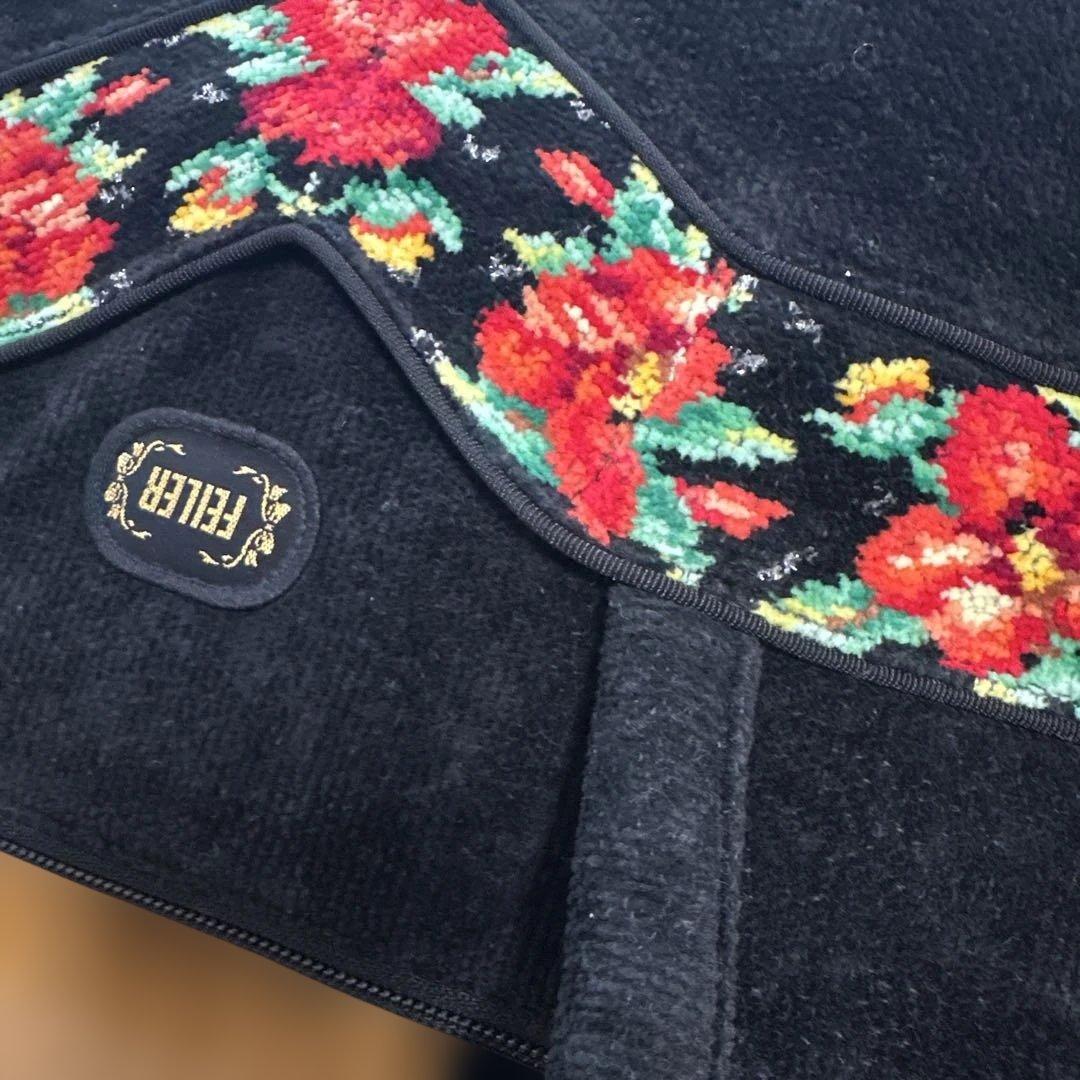 値下げ‼️新品　FEILER ボストンバッグ　花柄　黒　タオル地