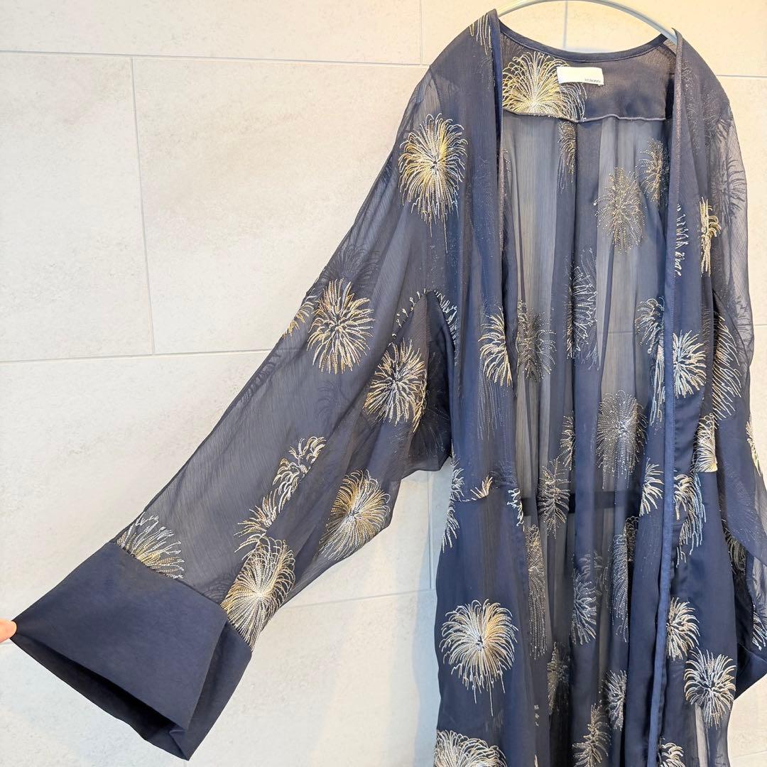 styling 花火刺繍ロングガウン ネイビー kei shirahata