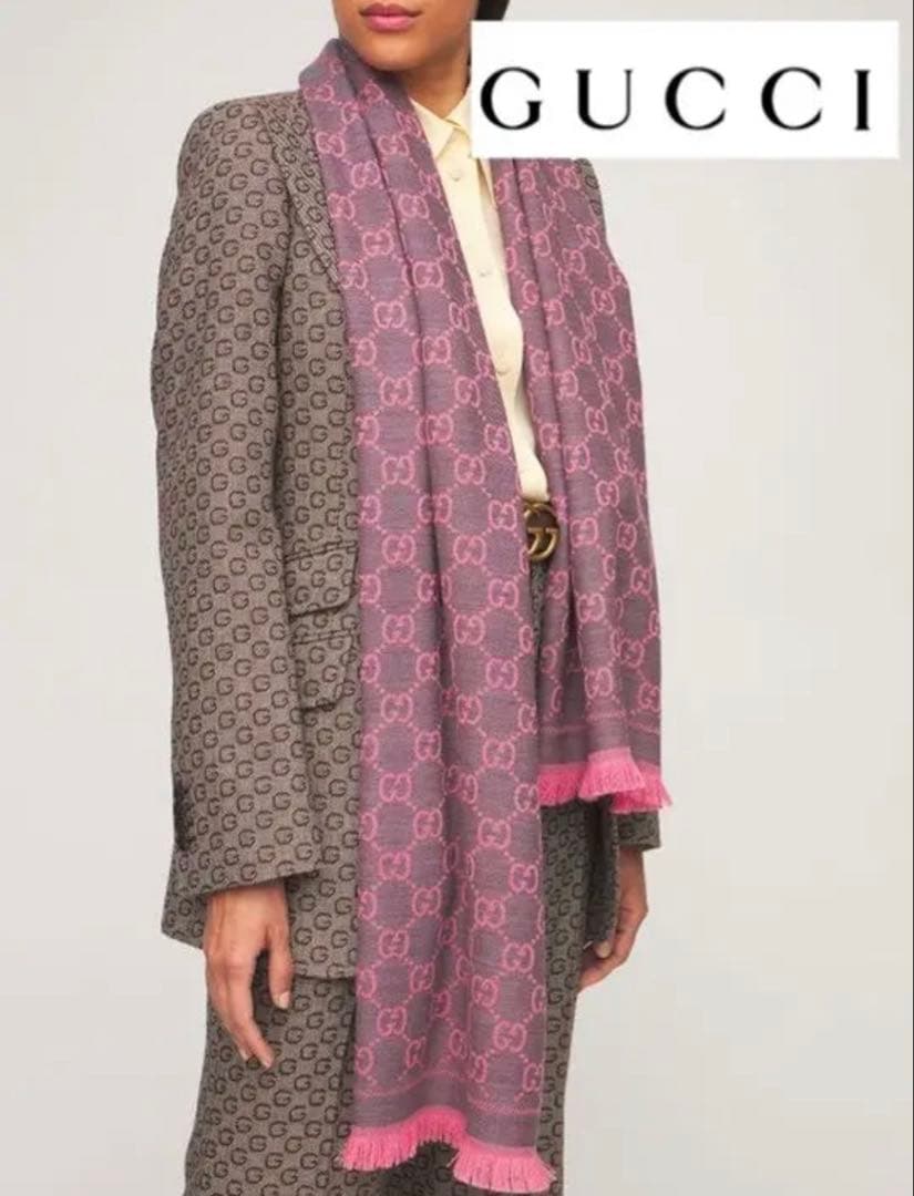 大判新品✨GUCCIマフラー❗️箱紙袋セット❗️グッチマフラー　レディース