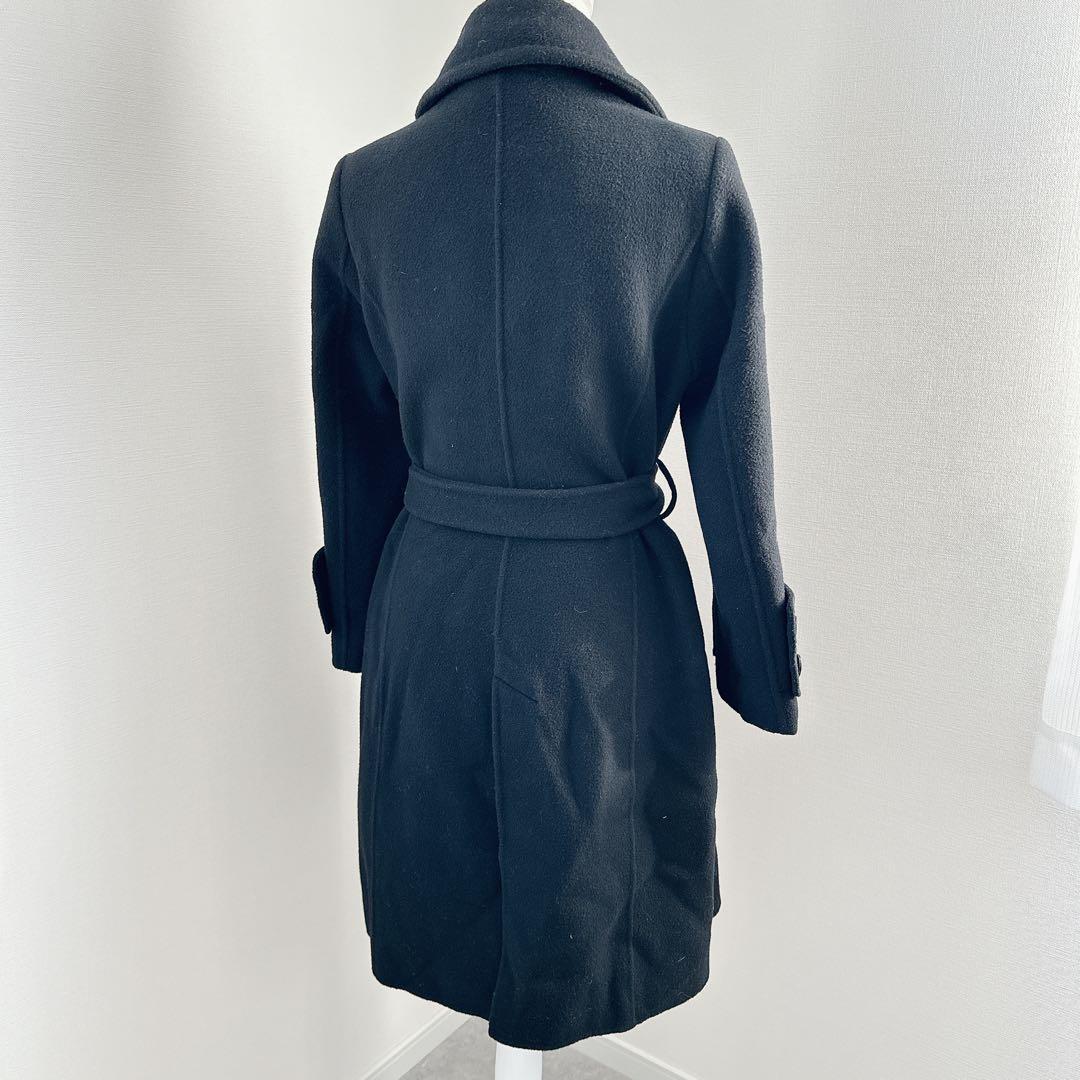 グレースコンチネンタル　ロングコート　カシミヤ混　ブラック　Aライン　ベルト　M