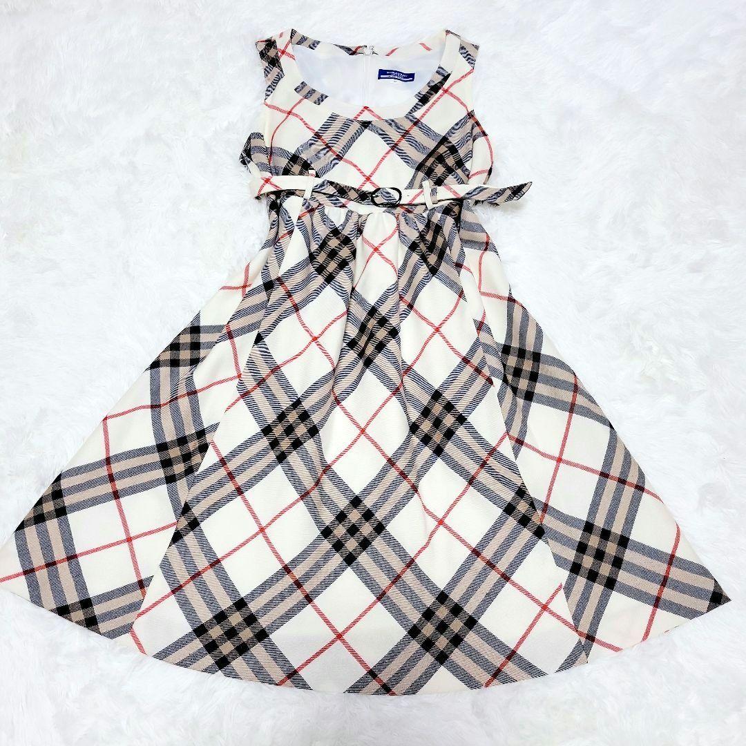 格安✨BURBERRY ノバチェック ノースリーブ ワンピース 膝丈 ベルト