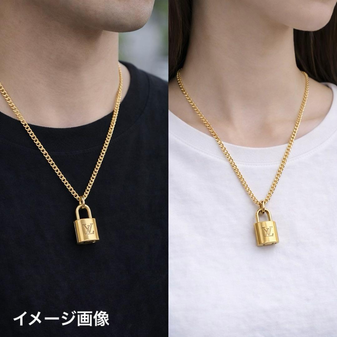 ルイヴィトン パドロック 南京錠 ネックレス 社外新品チェーン50cm 604