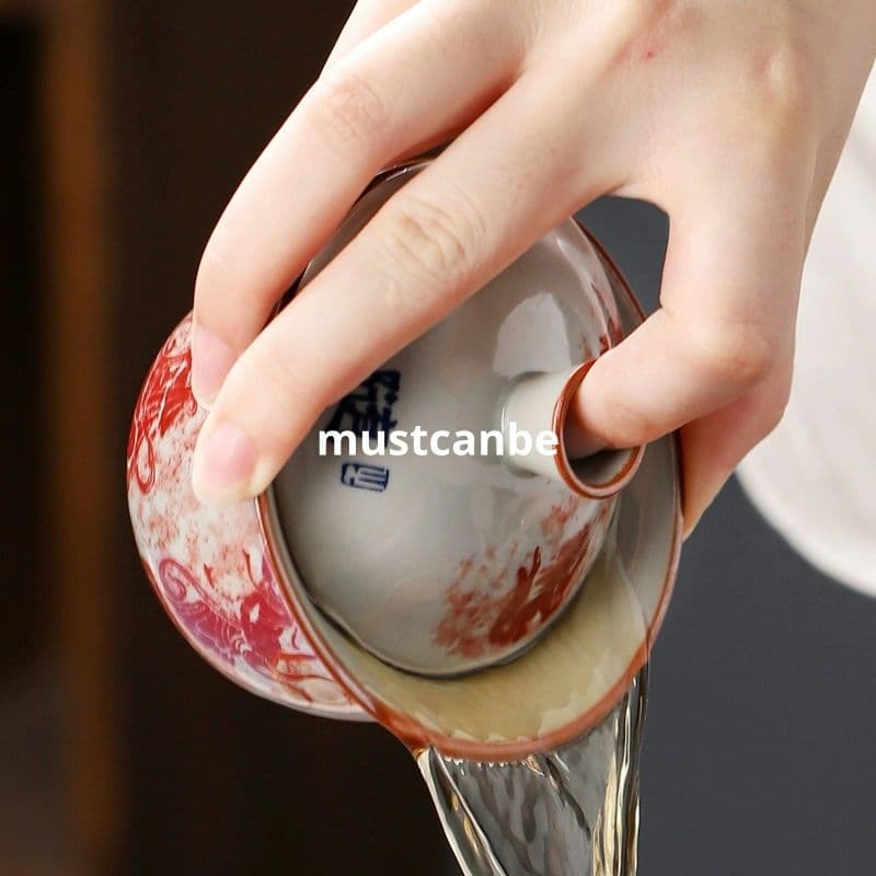 中国茶器 敦煌三才蓋碗 湯飲み 煎茶器 茶道具 新品未使用