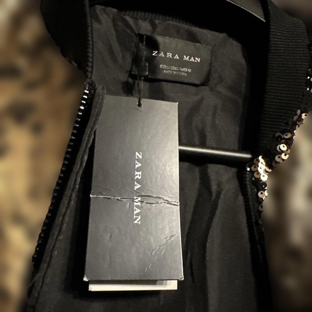新品珍品✨ゴールド×ブラック スパンコールジャケット ZARA L