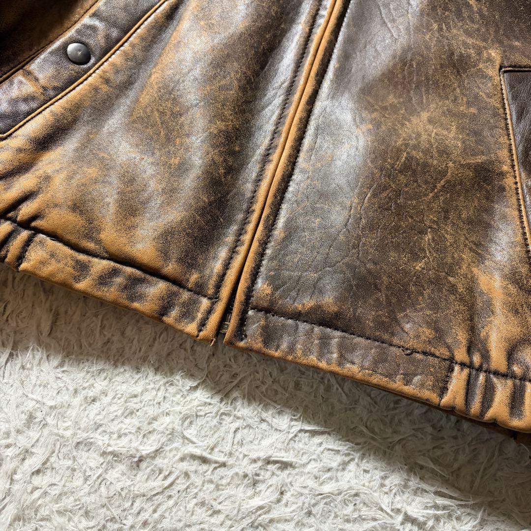 【雰囲気抜群】90s vintage フライトジャケット　羊革　ブラウン　L