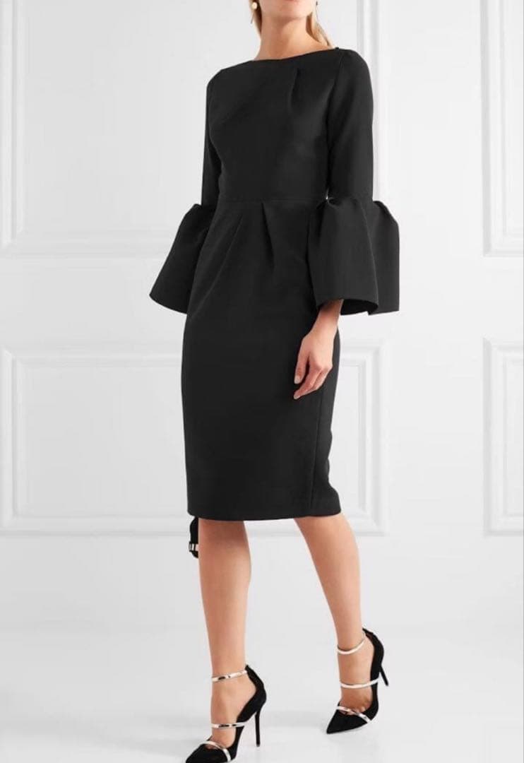 【ROKSANDA】BLACK bell-sleeve dress