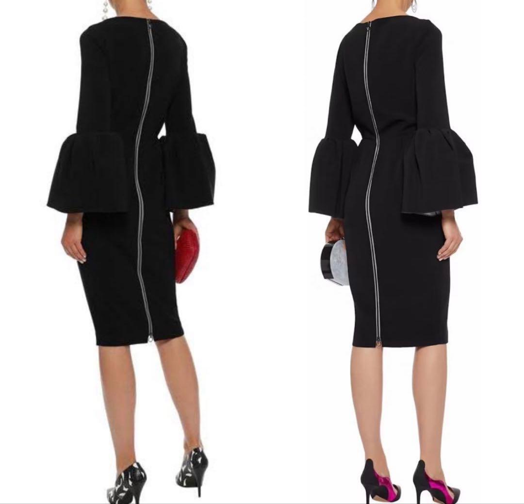 【ROKSANDA】BLACK bell-sleeve dress