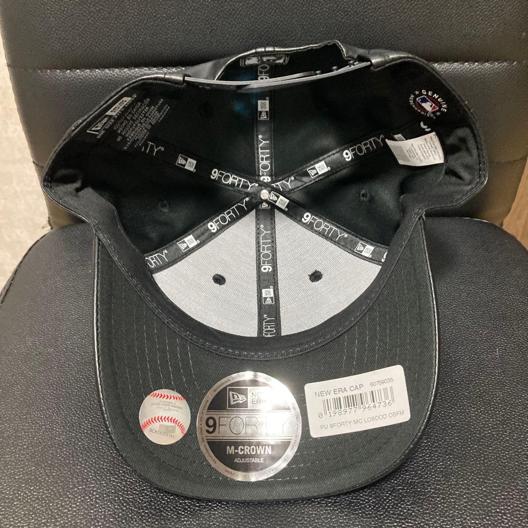 NEW ERA ニューエラ LAドジャース　黒x黒　レザー調　9FORTY