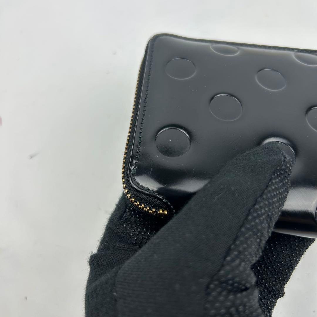 【超美品】　コムデギャルソン　二つ折り財布　ドット　ラウンドワンファスナー　黒
