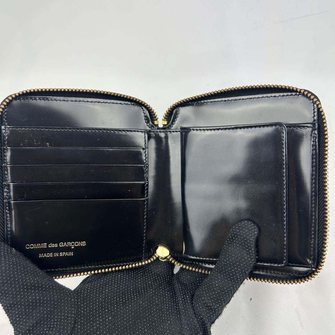 【超美品】　コムデギャルソン　二つ折り財布　ドット　ラウンドワンファスナー　黒