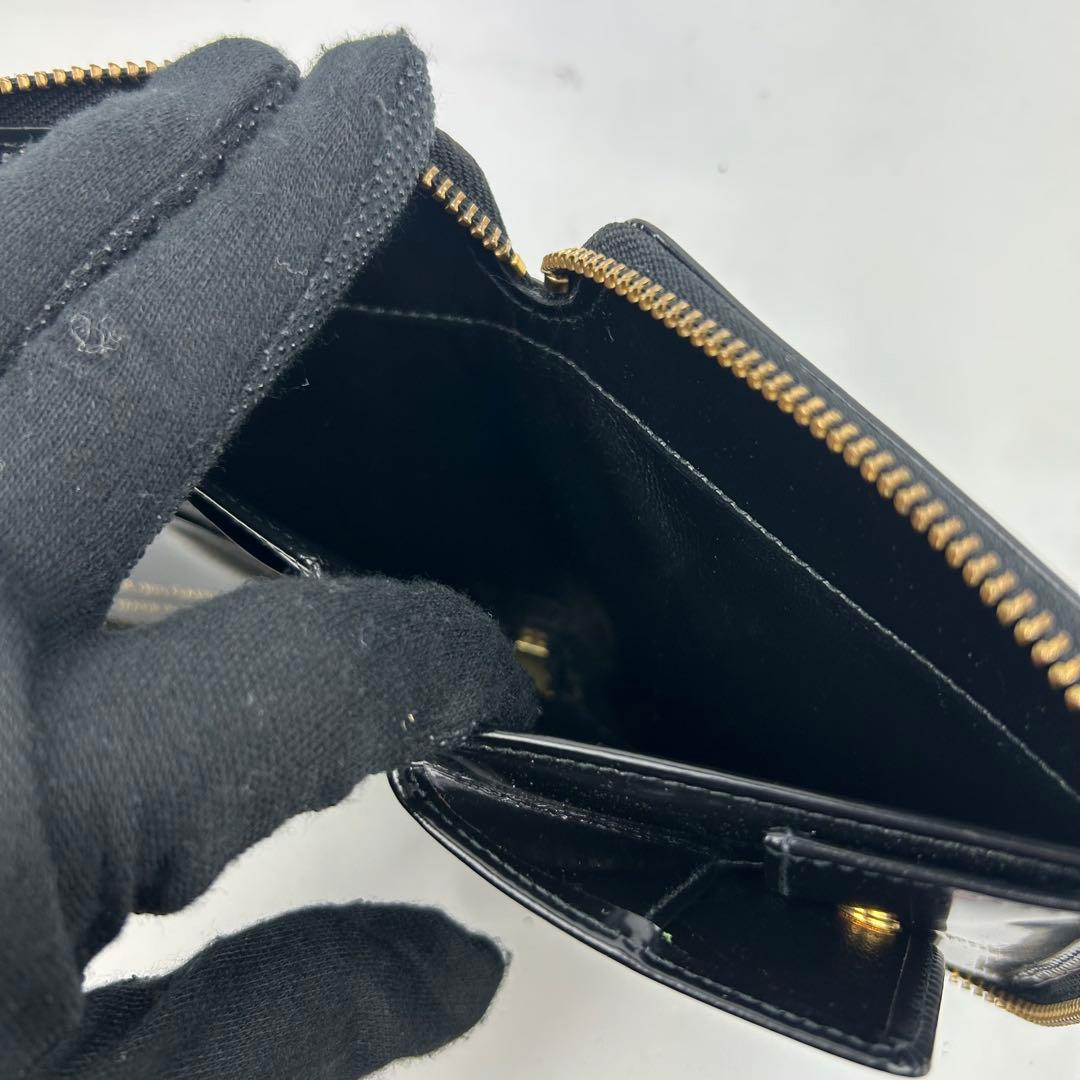 【超美品】　コムデギャルソン　二つ折り財布　ドット　ラウンドワンファスナー　黒