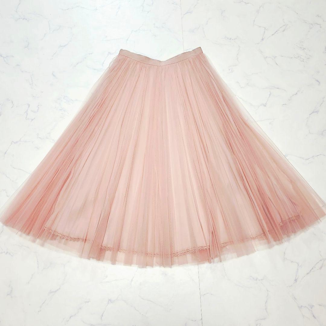 極美品☆フォクシー　スカート ラヌーヴェ　チュール　サイドファスナー　40