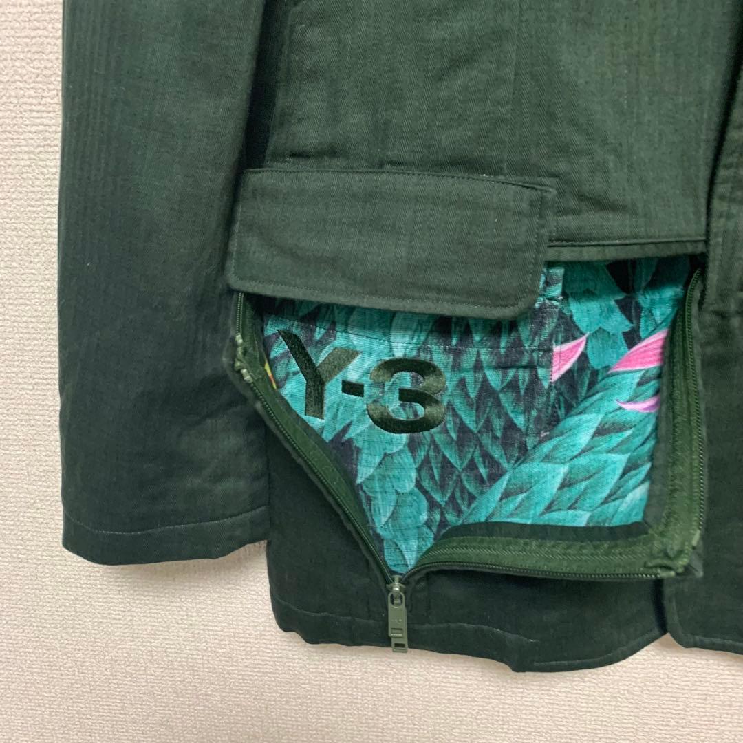 【新品未使用、希少】Y-3 ジャケット　ボタニカル　裏地　定価17万　緑　S