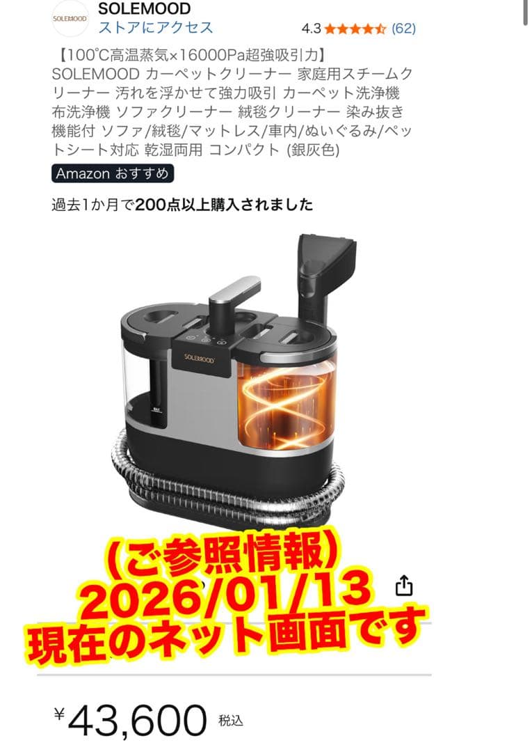 【即発送可・1回のみ使用】100℃スチーム カーペットクリーナー DY-506E