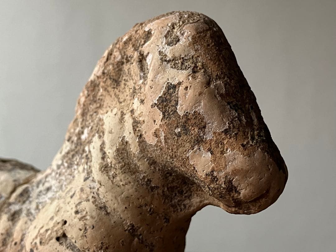 【しぶい、、中国 緑釉加彩馬俑 唐代頃】修復有り 骨董発掘出土土偶土器民藝美術