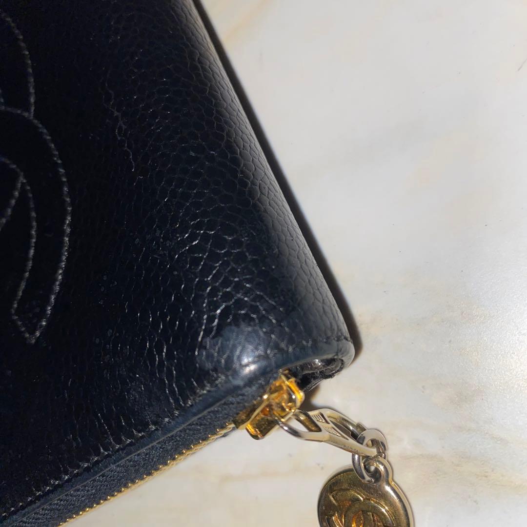 CHANEL シャネル キャビアスキン ココマーク 二つ折り財布 ブラック
