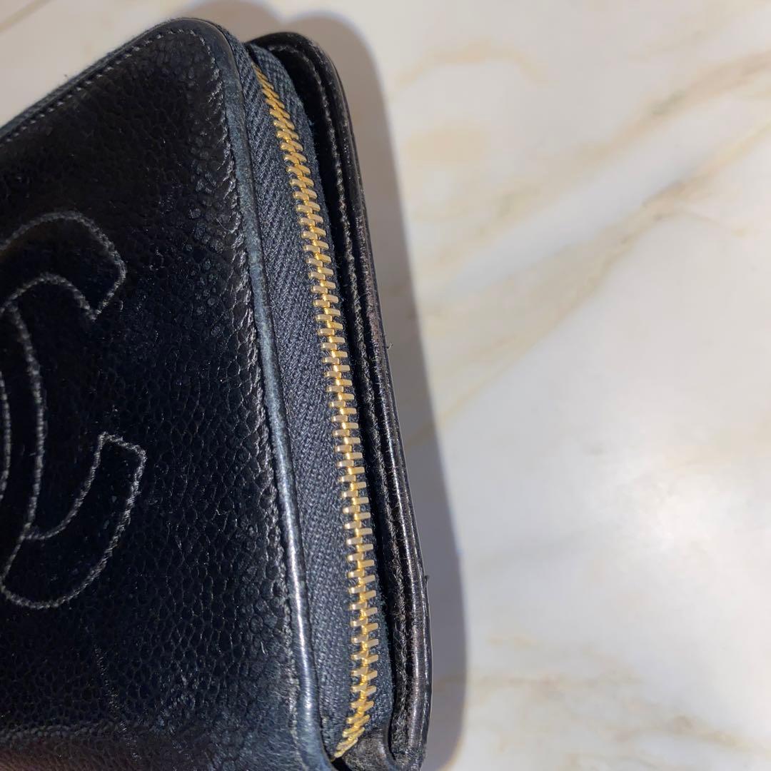 CHANEL シャネル キャビアスキン ココマーク 二つ折り財布 ブラック