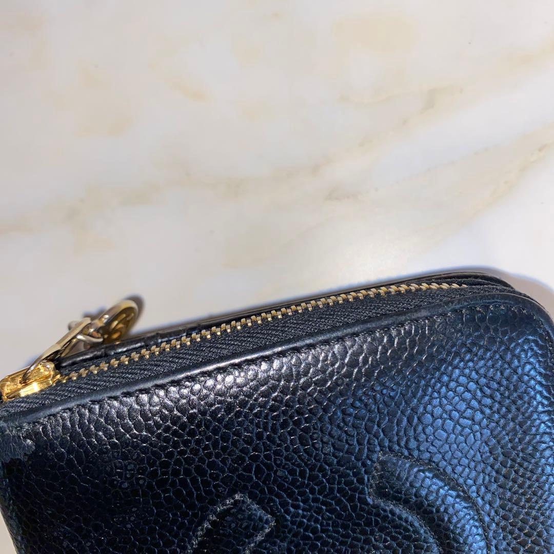 CHANEL シャネル キャビアスキン ココマーク 二つ折り財布 ブラック