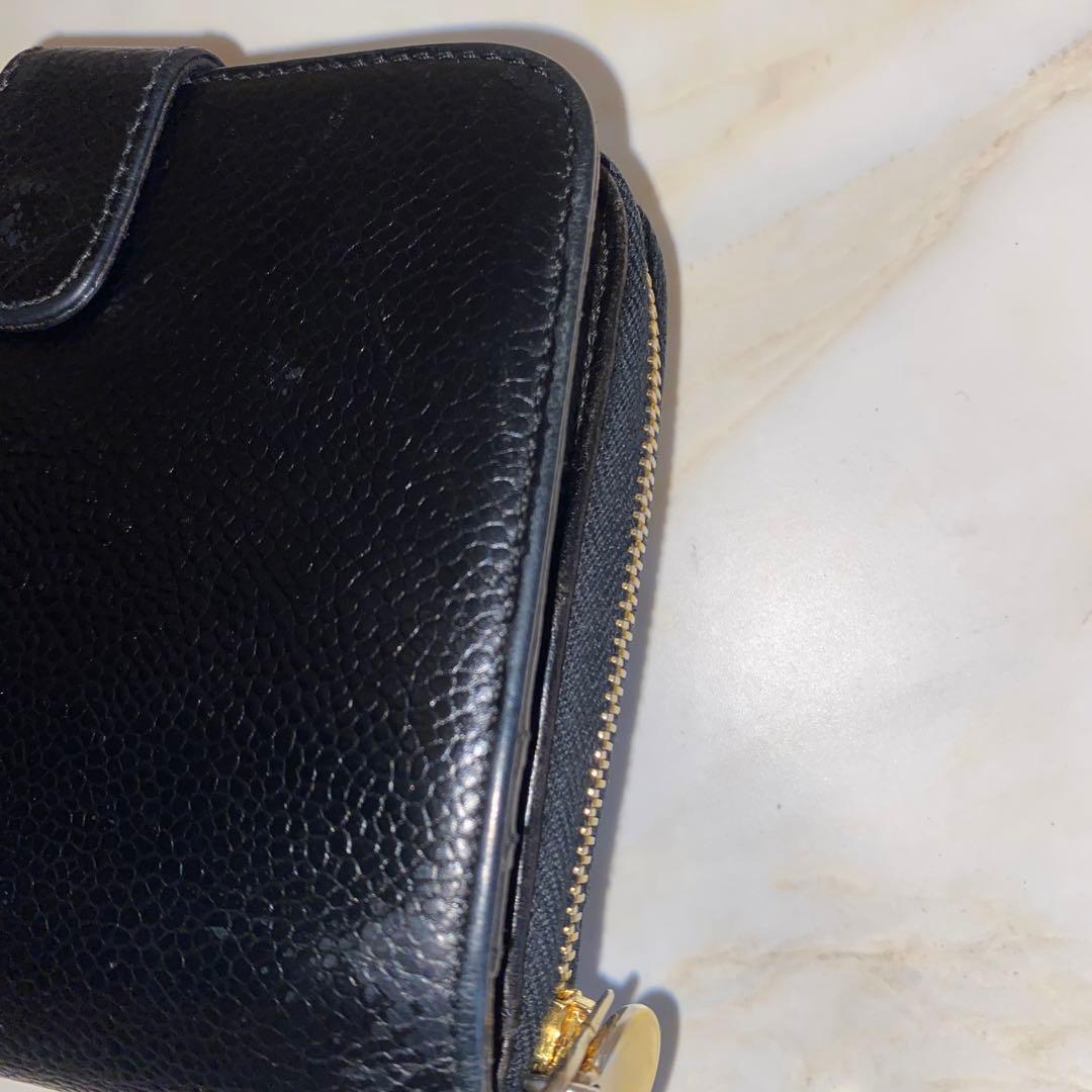 CHANEL シャネル キャビアスキン ココマーク 二つ折り財布 ブラック