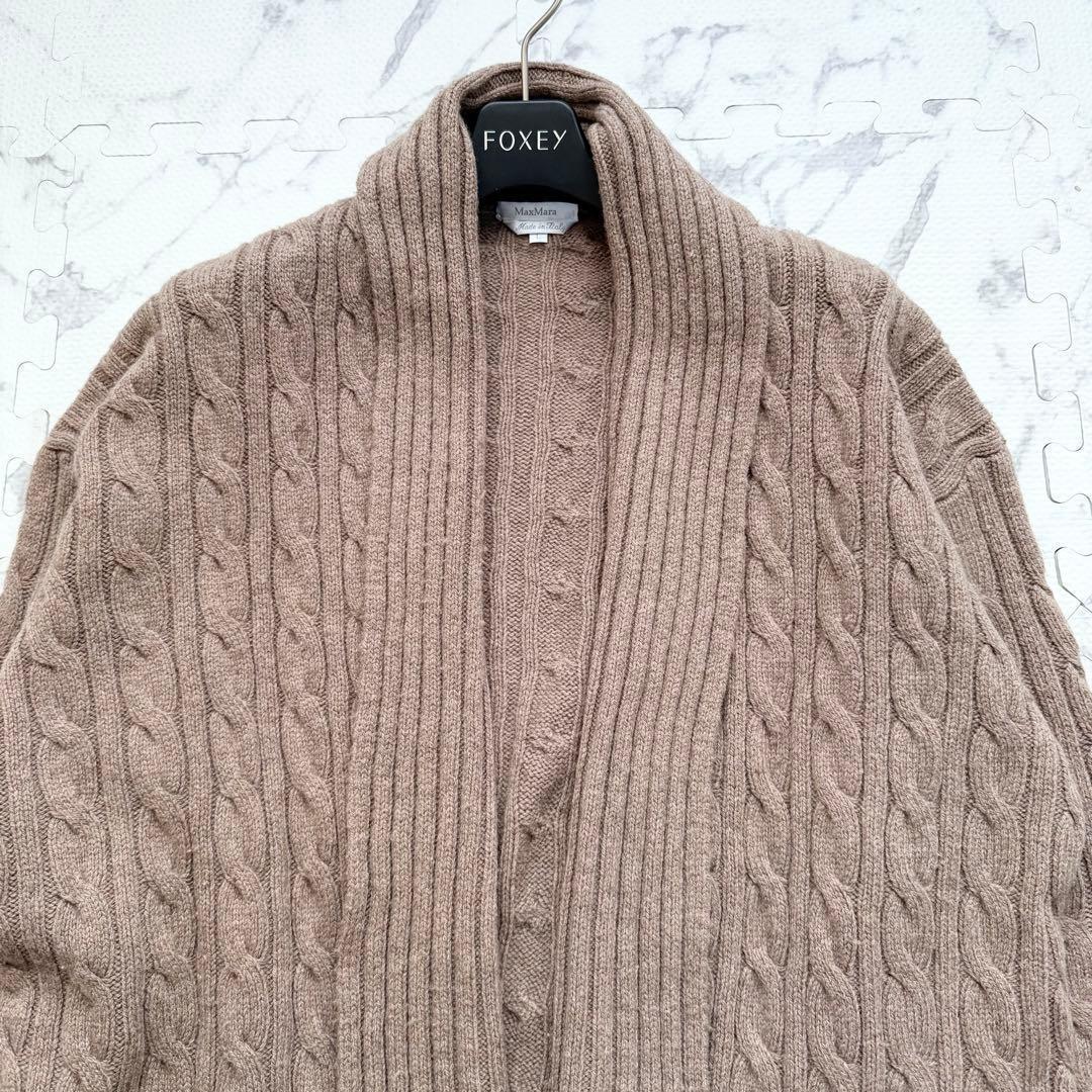 極美品♡ マックスマーラ カシミヤ混 カーディガン ケーブルニット L 白タグ
