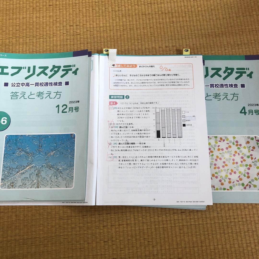 Z会　エブリスタディ2023年　公立中高一貫校適性検査　6年　1年分