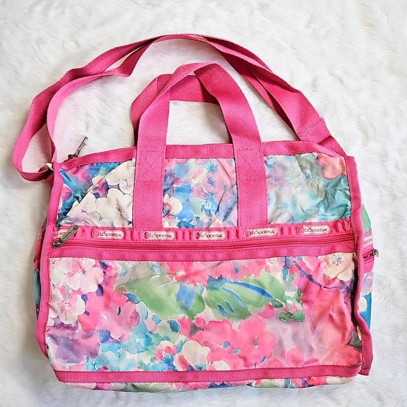 レスポートサック　美品☆ 2wayボストンバッグ 水彩画風花柄　未使用ポーチ付き