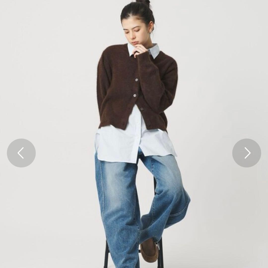 フォックスカシミヤブレンド クルーネックカー ディガン