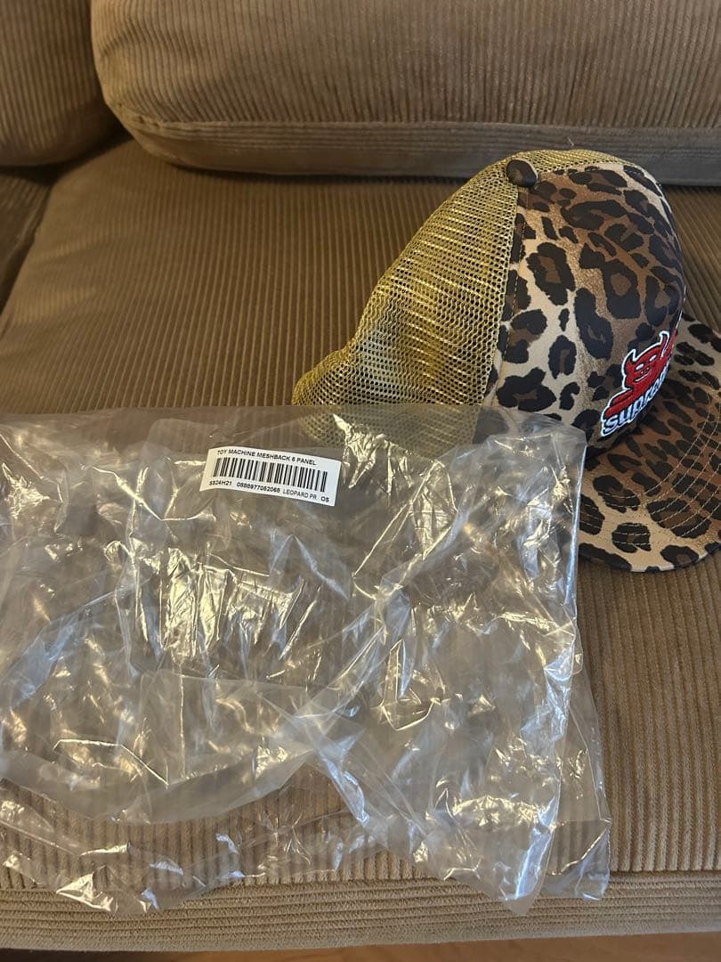 ヒョウ柄 supreme トイマシーン5パネルキャップ