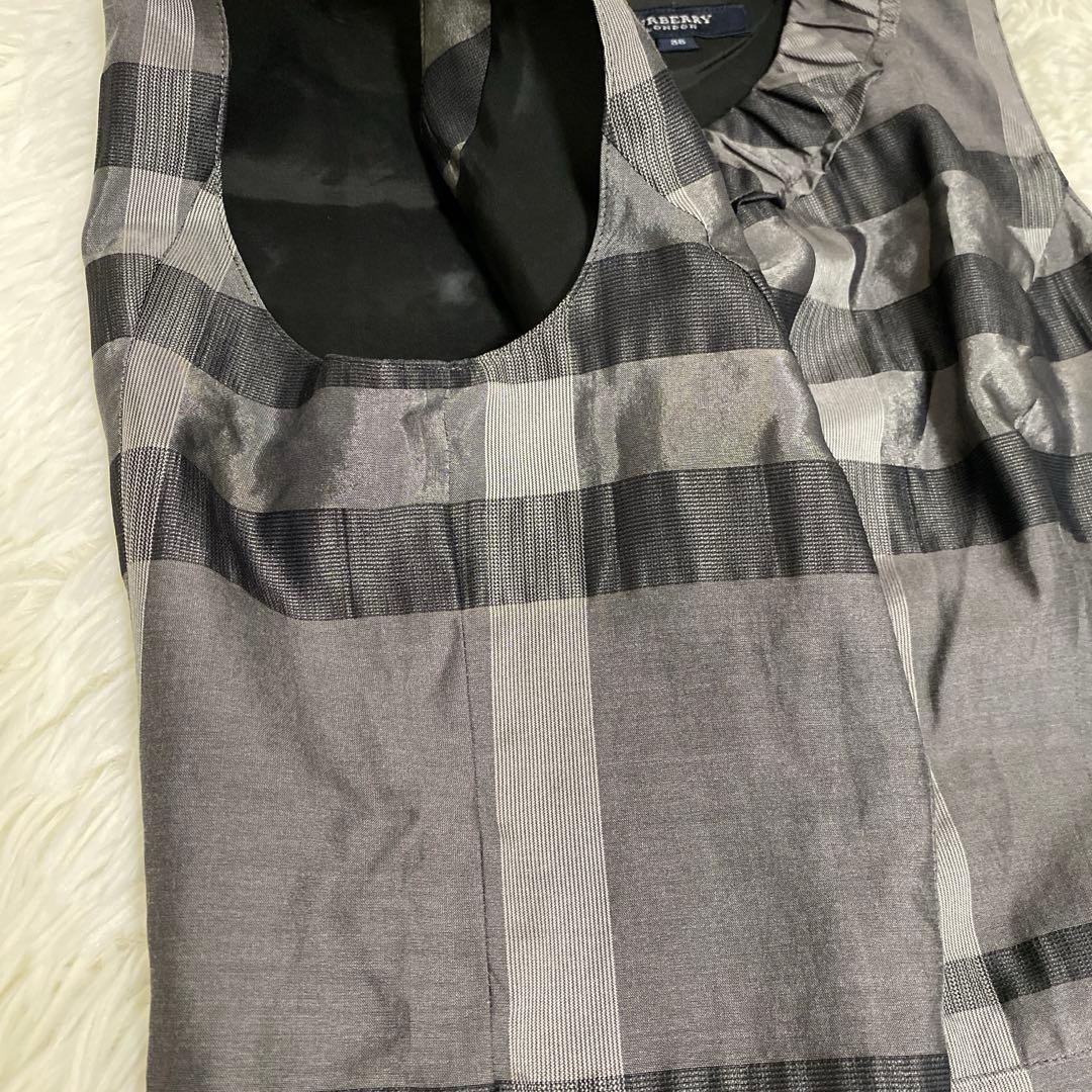 BURBERRY メガノバチェック柄 ノースリーブ ワンピース シルク混 グレー