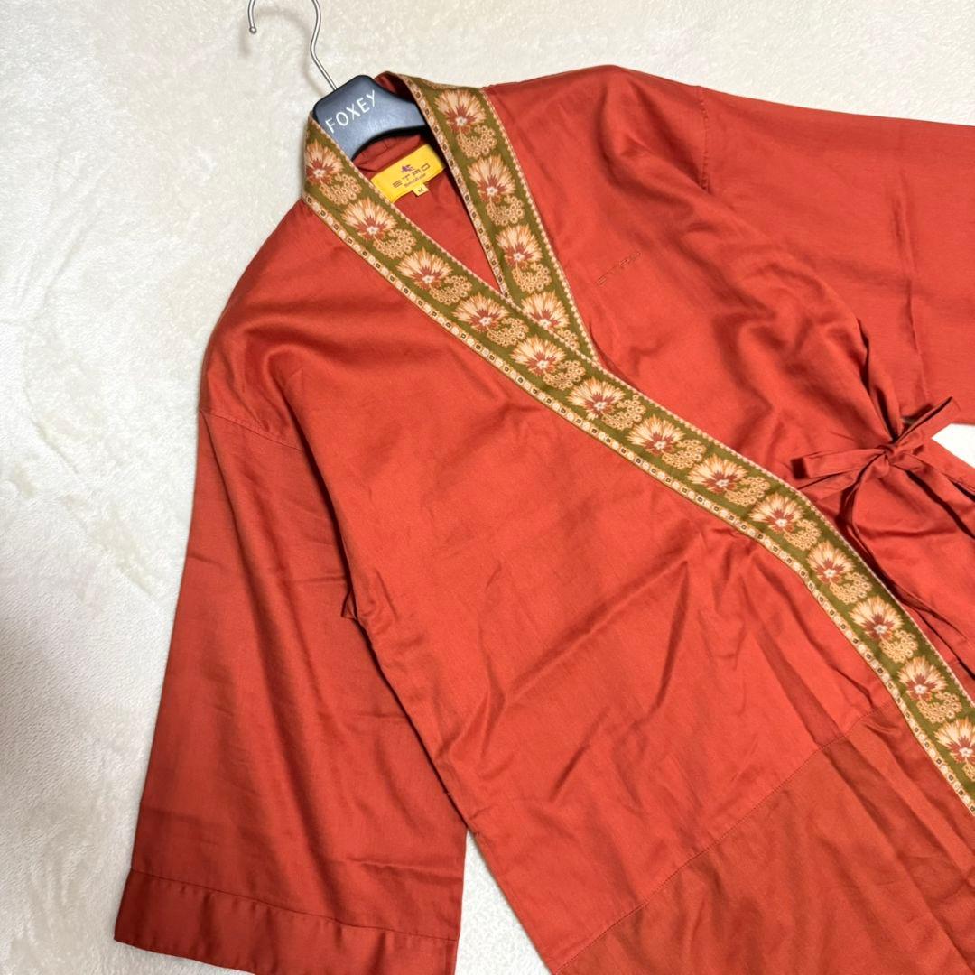 美品 エトロ ガウン 刻印ロゴ ペイズリー 綿 日本製