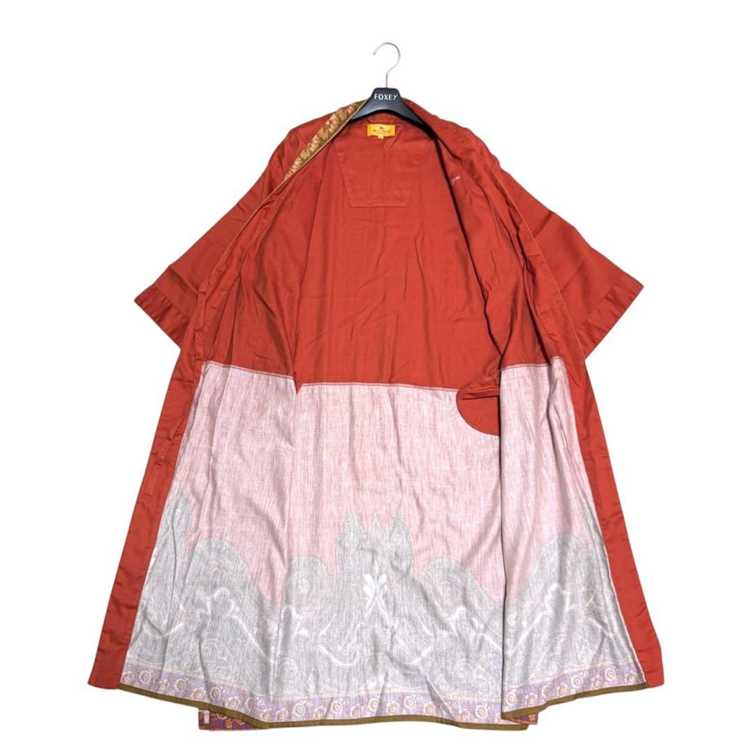 美品 エトロ ガウン 刻印ロゴ ペイズリー 綿 日本製