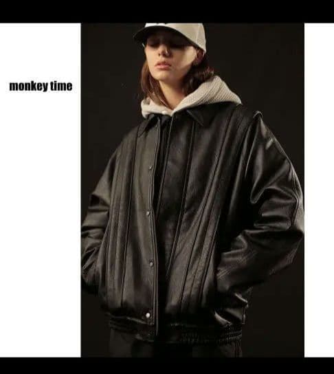 ジャケット・アウター monkey time MT FAUX LTHR BOMBER JKT