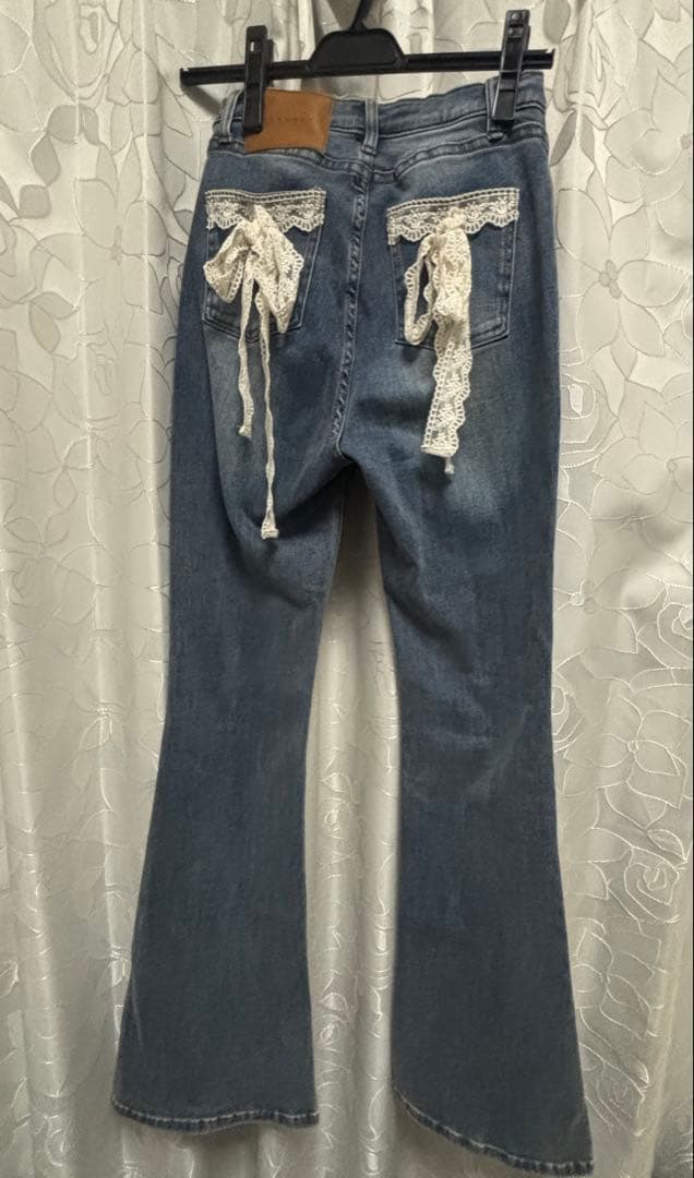 パンツ ANDMARY Lacey ribbon denim