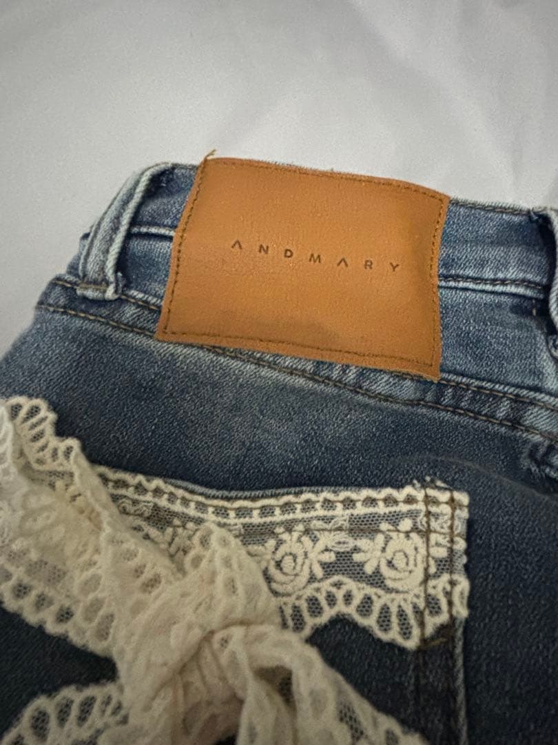 パンツ ANDMARY Lacey ribbon denim