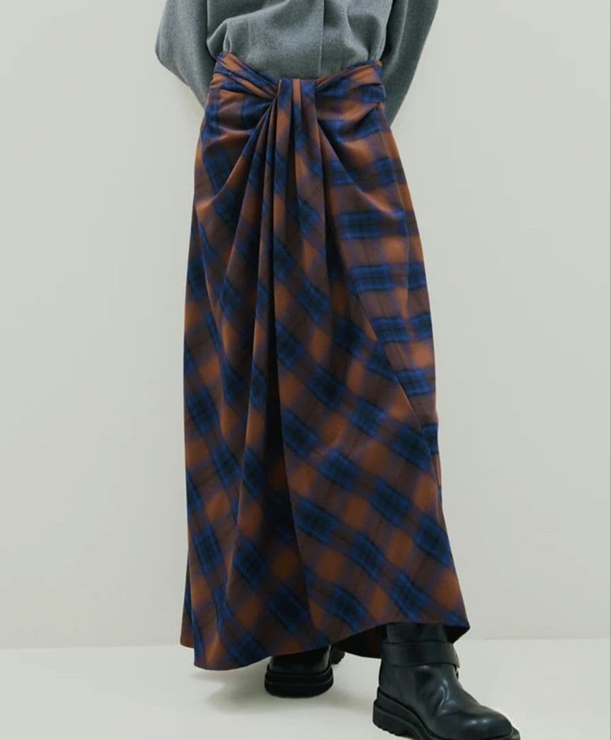 アメリ ヴィンテージ UND DRAPE CHECK SKIRT