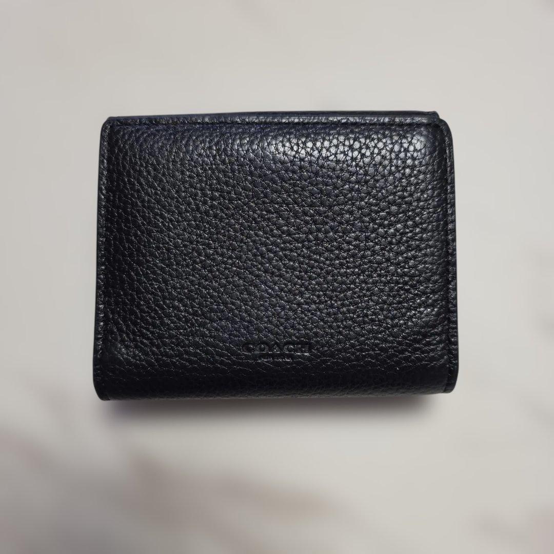 COACHブラックレザー二つ折り財布