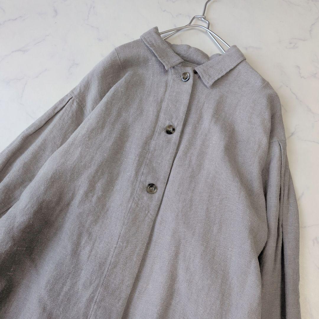 美品✨️TSUHARU ツハル Mos2 ロングコート コットンリネン グレーF