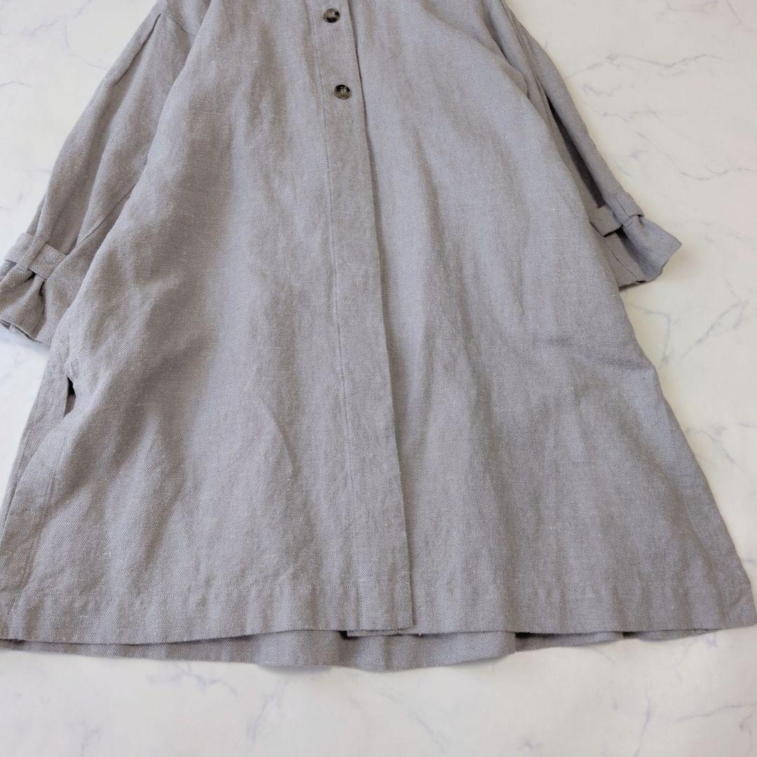 美品✨️TSUHARU ツハル Mos2 ロングコート コットンリネン グレーF