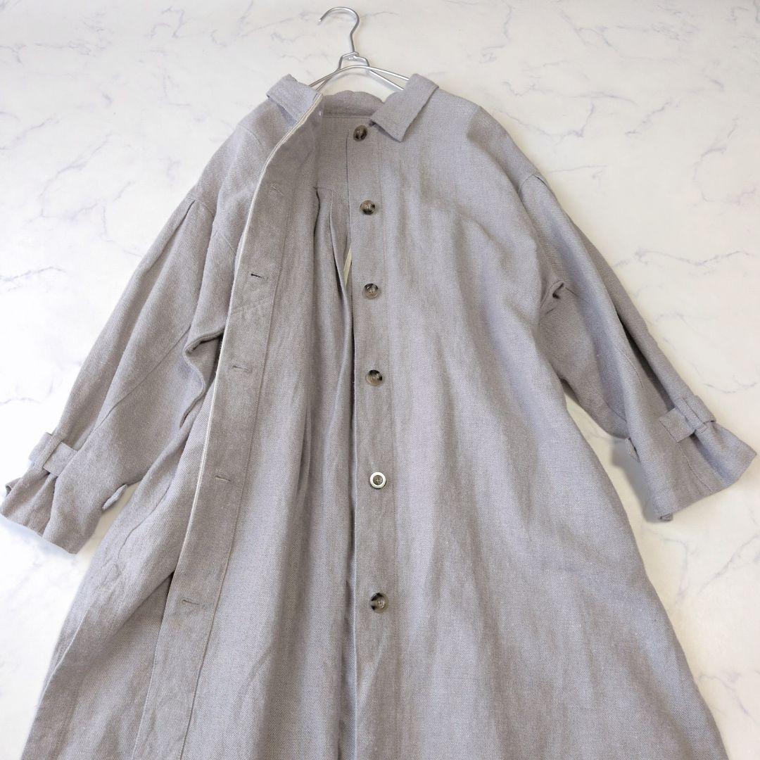 美品✨️TSUHARU ツハル Mos2 ロングコート コットンリネン グレーF