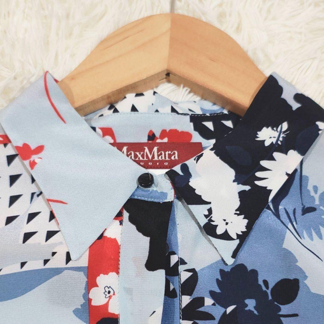 MaxMara シルク 花柄デザインワンピース 総柄 シャツワンピース 春 S
