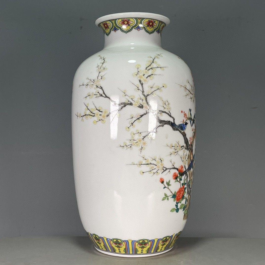 清乾隆粉彩花鳥賞瓶  景徳鎮 陶磁器 装飾品 現代工芸品  美術品 置物