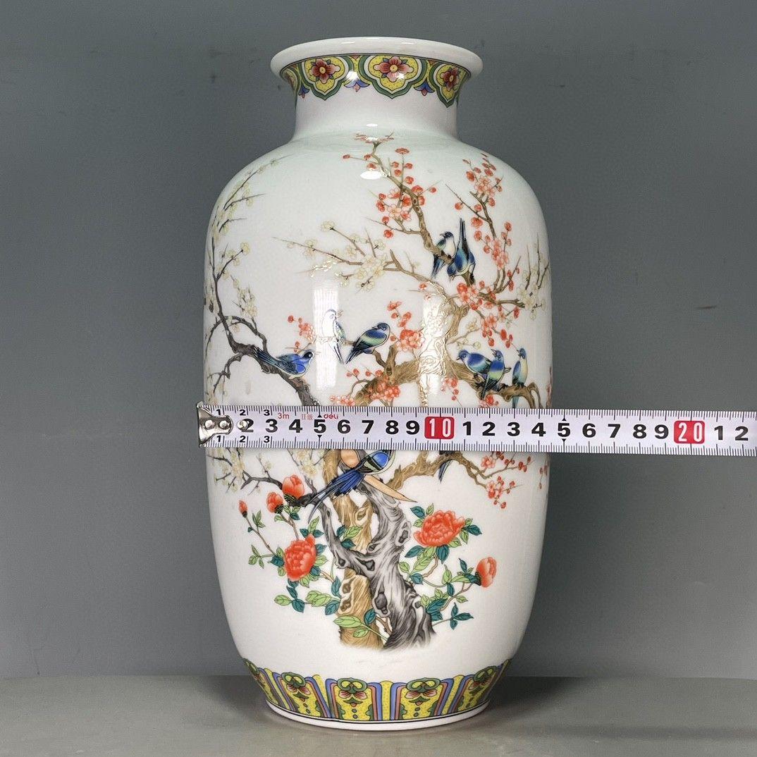 清乾隆粉彩花鳥賞瓶  景徳鎮 陶磁器 装飾品 現代工芸品  美術品 置物