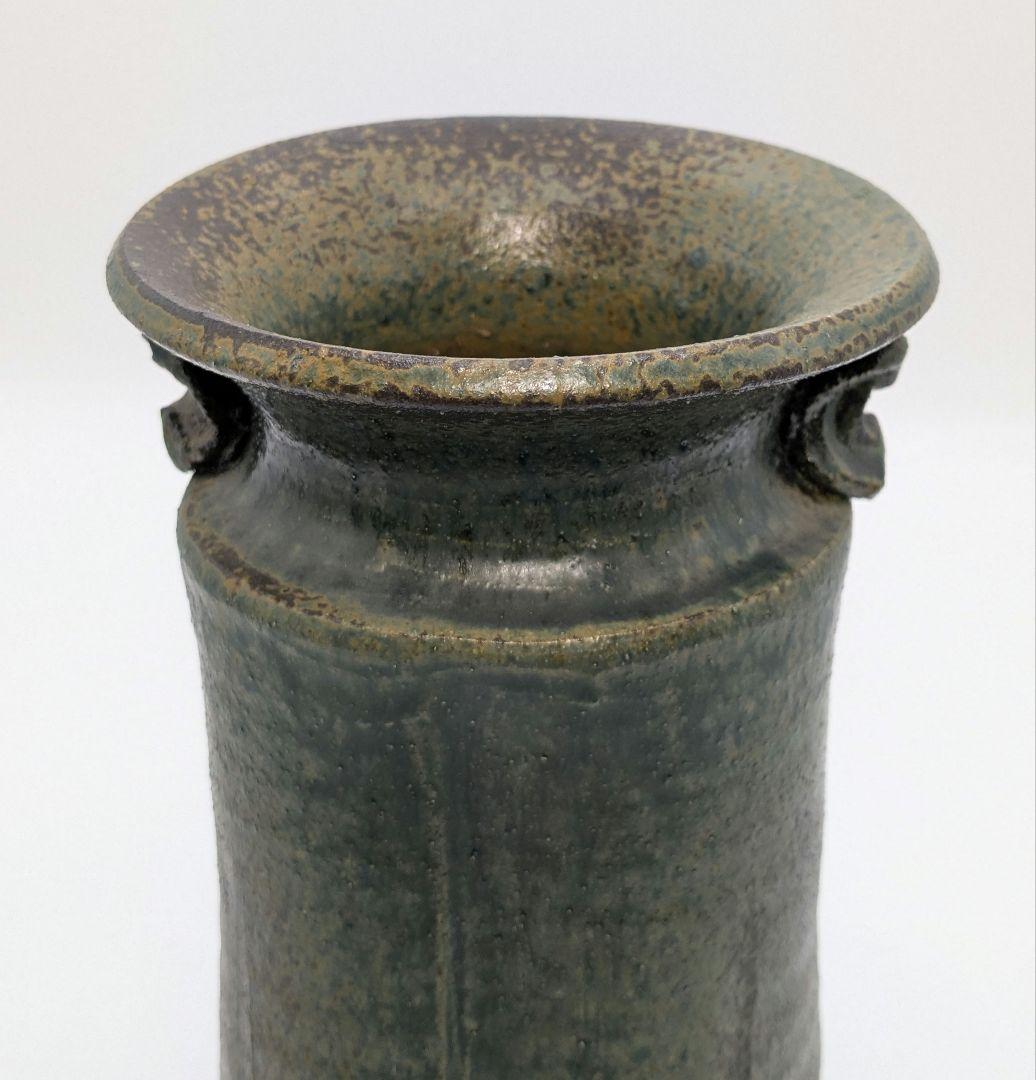龍窯 河村益弘 瀬戸焼 鉄彩花瓶 共箱 花器 フラワーベース 花入 花生 華道具