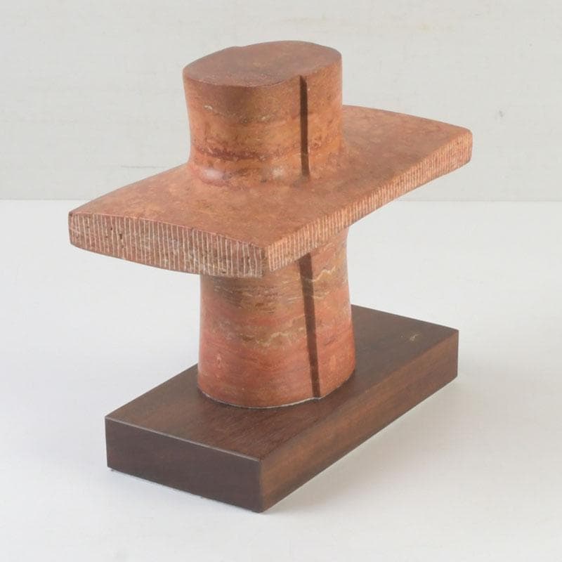 彫刻家　大成浩作　石彫刻　「風の地平線ー蜃気楼」　置物　展覧会本付　V　9851